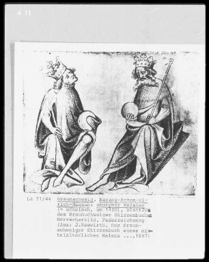 Das Braunschweiger Skizzenbuch — Zwei sitzende Könige mit Herrschaftsinsignien, Folio 19 recto — Zwei sitzende Könige mit Herrschaftsinsignien, Folio 19verso