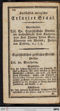 Kurfürstlich.mainzischer Erfurter Staat