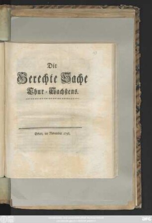 Die Gerechte Sache Chur-Sachßens