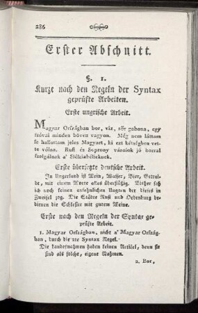 Erster Abschnitt. - Zweyter Abschnitt.