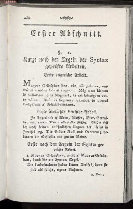 Erster Abschnitt. - Zweyter Abschnitt.