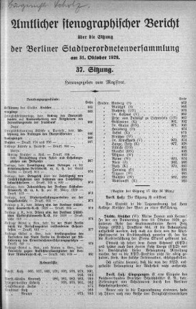 Sitzung 37, 31. Oktober 1929