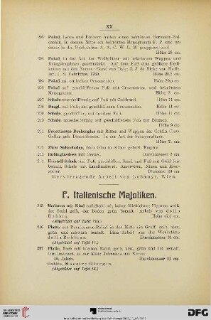 F. Italienische Majoliken (Nr. 215-222)
