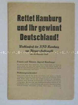 Propagandaschrift der KPD zur Wahl der Hamburger Bürgerschaft 1949