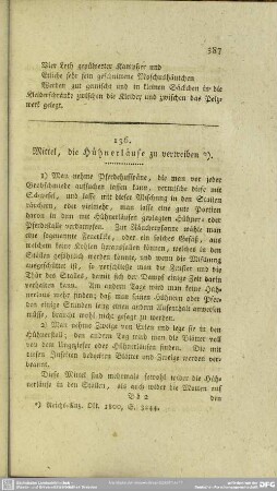 136. Mittel, die Hühnerläufe zu vertreiben