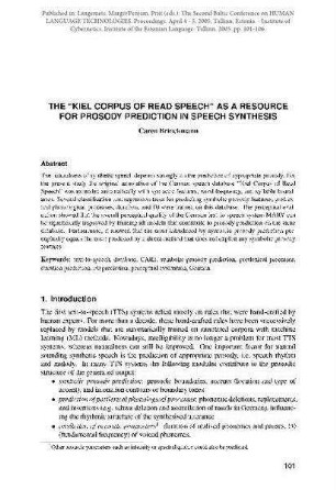 The "Kiel Corpus of Read Speech" as a Resource for Prosody Prediction in Speech Synthesis