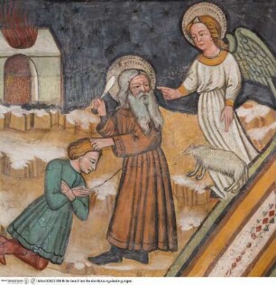 Szenen aus dem Alten Testament und aus dem Leben Christi, Franziskanerheilige und die vier Kardinaltugenden, Das Isaakopfer
