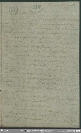 Eigenh. Briefkonzept von August Wilhelm von Schlegel an Sophie von Schlegel, Bonn, 18.12.1818