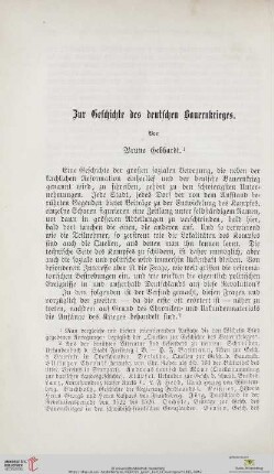 Zur Geschichte des deutschen Bauernkrieges