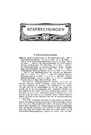 Besprechungen : Philosophisches