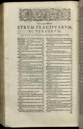 Index copiosissimus Rerum Præcipuarum, Ac Verborum.
