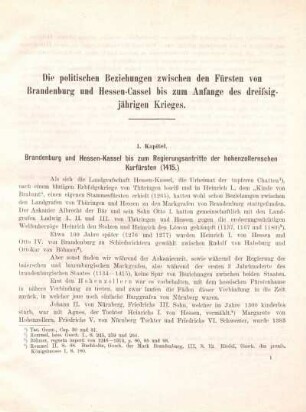 1. Kapitel. Brandenburg und Hessen-Kassel bis zum Regierungsantritte der hohenzollernschen Kurfürsten (1415.)