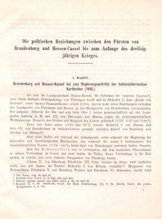 1. Kapitel. Brandenburg und Hessen-Kassel bis zum Regierungsantritte der hohenzollernschen Kurfürsten (1415.)