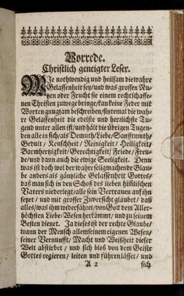 Vorrede. Christlich geneigter Leser.