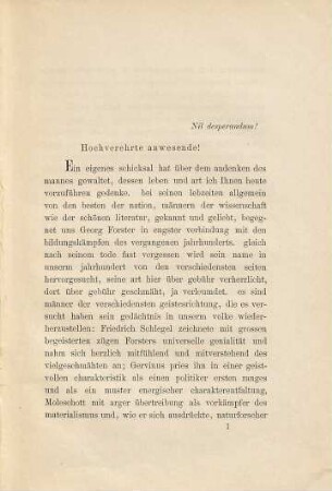 Georg Forster : Ein Bild aus dem Geistesleben des achtzehnten Jahrhunderts ; Academische Antrittsvorlesung, gehalten in der Aula der Universität zu Jena am 27. April 1891