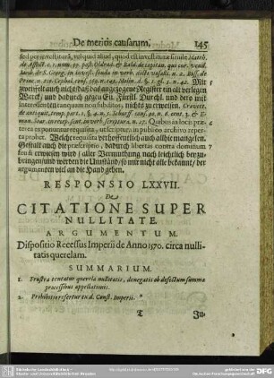 Responsio LXXVII. De Citatione Super Nullitate