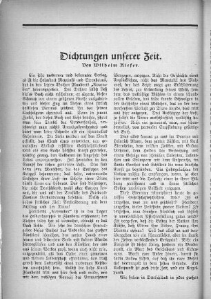 Dichtungen unserer Zeit. Von Wilhelm Kiefer.
