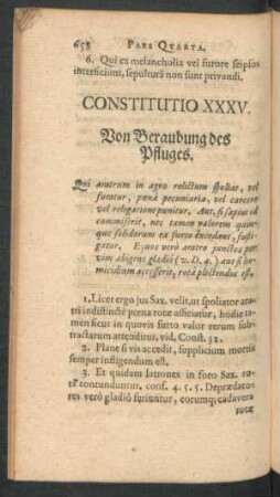 Constitutio XXXV. Von Beraubung des Pfluges