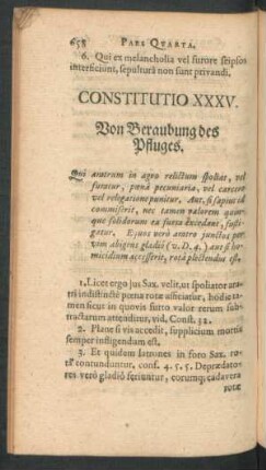 Constitutio XXXV. Von Beraubung des Pfluges