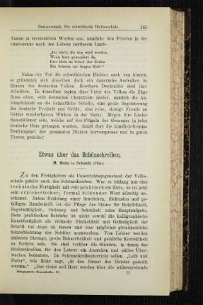 Etwas über das Schönschreiben