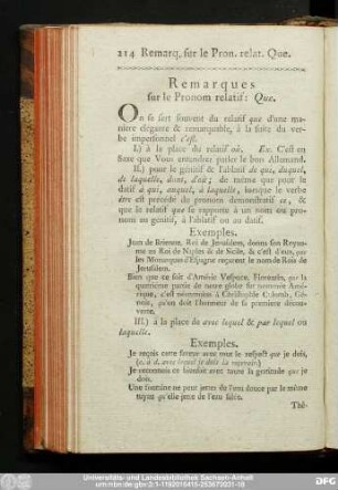 Remarques sur le Pronom relativ: Que.