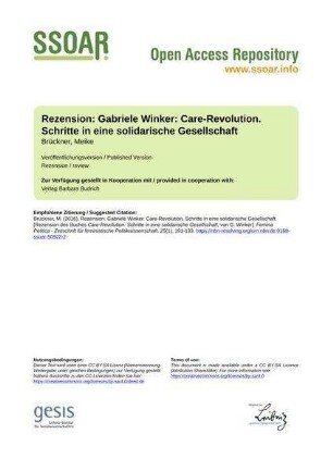 Rezension: Gabriele Winker: Care-Revolution. Schritte in eine solidarische Gesellschaft