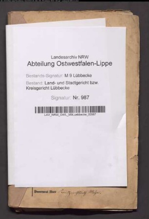 Erblasser: Blomenkamp Colon Otto, Christian Friedrich Gottlieb; Erblasser: Blomenkamp, Dorothee Wilhelmine Louise, geb. Schnittger: