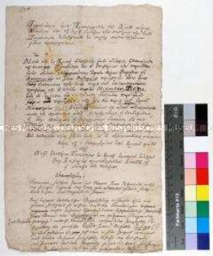 Empfehlungsschreiben des Priors Zacharias für den in Syrien reisenden Mönch Baron von Damerim für eine freundliche Aufnahme im Kloster des Priors Nikodemus (Abschrift?, in griechischer und deutscher Sprache)