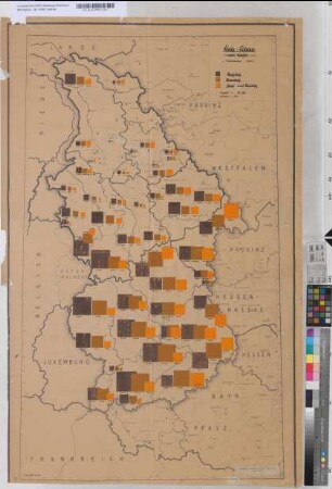 [Rheinprovinz]. Holzertrag nach Kreisen (Forsterhebung 1937). Landesplanungsgemeinschaft Rheinland, Düsseldorf, Landeshaus, 1937, Plansammlung Tit. IV 4