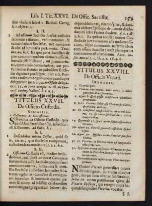 Titulus XXVIII. De Officio Vicarii.