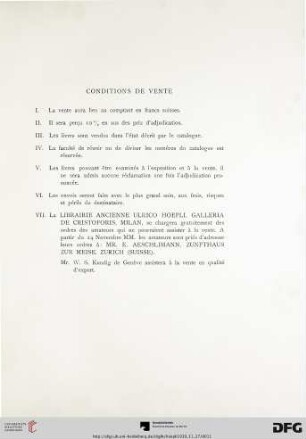 Conditions de vente / Conditions of sale