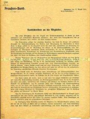 Rundschreiben an die Mitglieder - Werbeschreiben des Preußen-Bundes