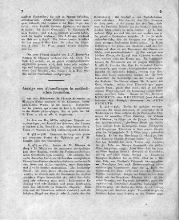 Anzeige von Abhandlungen in ausländischen Journalen.