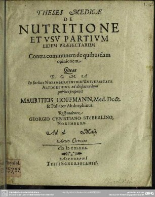 De nutritione et usu partium eidem praefectarum