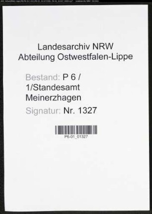 Heiratsregister Standesamt Meinerzhagen