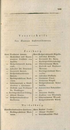 Verzeichniss der Herren Subscribenten