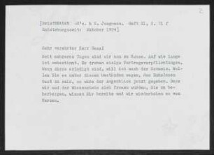 Brief von Gerhart Hauptmann an Willy Haas