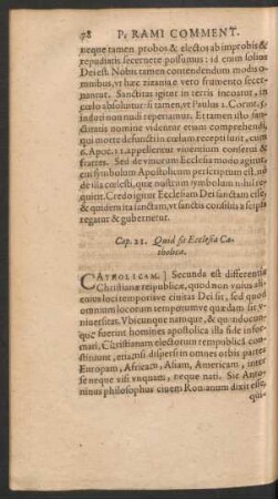 Cap. 21. Quid sit Ecclesia Catholica.