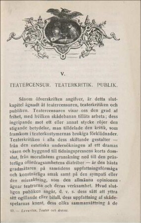 V. Teatercensur. Teaterkritik. Publik.