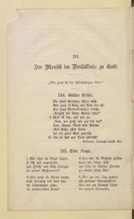 III. Der Mensch im Verhältnis zu Gott