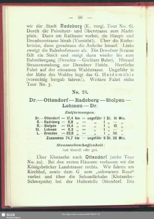 No. 23. Dr. - Ottendorf - Radeberg - Stolpen - Lohmen - Dr.