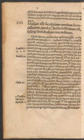 XVI Missam esse sacrificium omnium sacratissimum ...