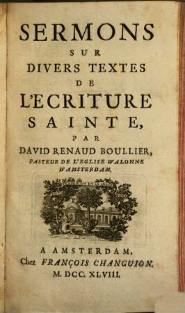 Sermons sur divers textes de l'ecriture s.