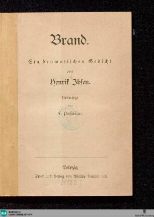 Brand : ein dramatisches Gedicht