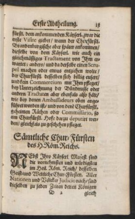 Sämtliche Chur-Fürsten des H. Röm. Reichs.