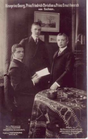 Kronprinz Georg, Prinz Friedrich Christian und Prinz Ernst Heinrich von Sachsen