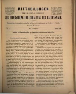 Mittheilungen der K.K. Central-Commission zur Erforschung und Erhaltung der Baudenkmale. 4. 1859