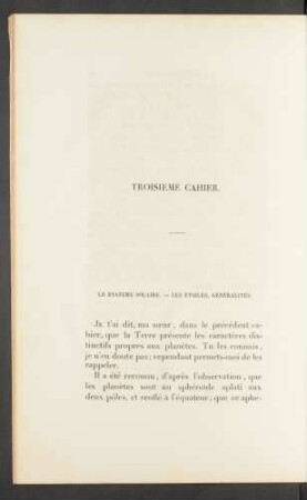 Troisieme cahier. Le systeme solaire [...]