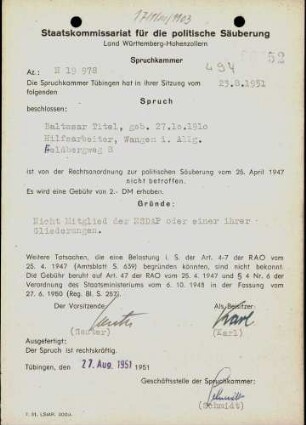Titel, Baltasar