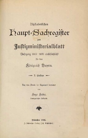 Justizministerialblatt für den Freistaat Bayern. 33,[a] (1896)